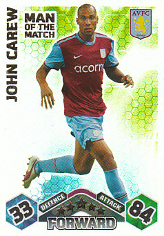 John Carew Aston Villa 2009/10 Topps Match Attax Man of the Match #368